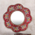 Reverse painted glass wall mirror, 'Red Cajamarca Blossom' - Reverse Painted Glass Wall Mirror with Flowers on Red thumbail