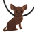 Collar con colgante de madera - Colgante Perro Pequeño de Madera de Aguano sobre Cordón de Nylon Negro