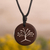 Wood pendant necklace, 'Highlands Tree' - Wavy Branch Tree Pendant Necklace with Black Cotton Cord