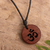 Wood pendant necklace, 'Peruvian Omkara' - Sacred Om Symbol on Tropical Wood with Black Cotton Cord (image 2b) thumbail