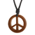 Wood pendant necklace, 'Peruvian Peace' - Wood Peace Sign Pendant with Black Cotton Cord (image 2a) thumbail