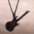 Wood pendant necklace, 'Air Guitar' - Palmwood Electric Guitar Pendant on Black Cord thumbail