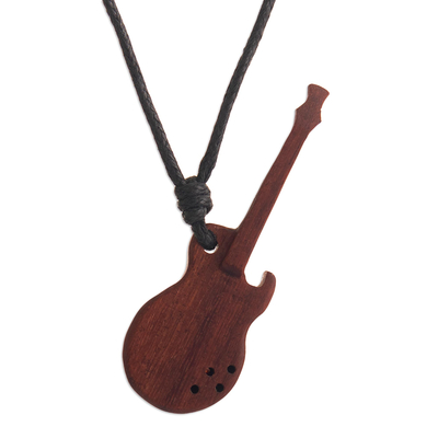 Balsam Wood Modern Guitar Pendant Necklace from Peru