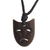 Wood pendant necklace, 'Peruvian Tragedy' - Greek Tragedy Mask Pendent of Tropical Wood from Peru (image 2a) thumbail