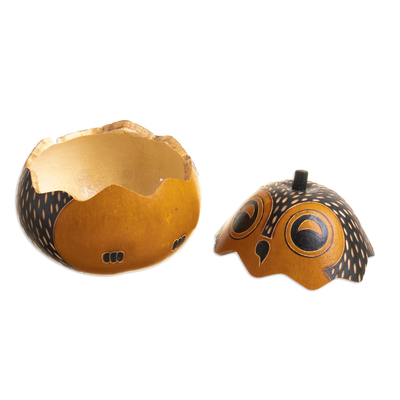 Cajas decorativas de mate seco - Figuras Decorativas de Búho de Calabazas Secas de Perú (Pareja)
