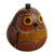 Dried mate gourd decorative box, 'Owl's Wisdom' - Cut Dried Mate Gourd Decorative Container with Owl Motif