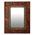 Reverse painted glass wall mirror, 'Red Peruvian Elegance' - Reverse Painted Glass and Wood Framed Wall Mirror from Peru