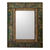 Reverse painted glass wall mirror, 'Green Peruvian Elegance' - Reverse Painted Glass and Wood Framed Wall Mirror from Peru thumbail