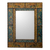 Reverse painted glass wall mirror, 'Golden Blue Elegance' - Reverse Painted Glass and Wood Framed Wall Mirror from Peru thumbail