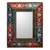 Reverse painted  glass wall mirror, 'Red and Green Colonial Garden' - Red and Green Colonial Style Reverse Painted Glass Mirror thumbail