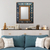Reverse painted glass wall mirror, 'Teal Colonial Garden' - Colonial Era Inspired Style Wall Mirror with Teal Frame (image 2) thumbail