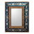 Reverse painted glass wall mirror, 'Teal Colonial Garden' - Colonial Era Inspired Style Wall Mirror with Teal Frame