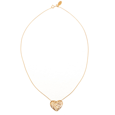 Collar colgante chapado en oro - Collar con colgante de corazón con remolinos chapado en oro de 18 quilates