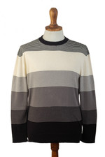 Men's cotton sweater, 'Dark Horizons' - Striped All-Cotton Sweater from Peru