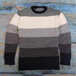 Men's cotton sweater, 'Dark Horizons' - Striped All-Cotton Sweater from Peru