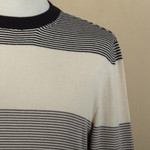 Men's cotton sweater, 'Dark Horizons' - Striped All-Cotton Sweater from Peru
