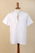 Men's cotton shirt, 'Summer' - Men's Casual White Cotton Shirt Bohemian Style Made in Peru