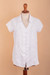 Cotton blouse, 'Bright Summer' - Cotton Blouse with Floral Embroidery in Bright White