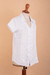 Cotton blouse, 'Bright Summer' - Cotton Blouse with Floral Embroidery in Bright White