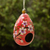 Dried mate gourd birdhouse, 'Spring Rose Condo' - Hand Painted Crackled Red Dried Gourd Birdhouse from Peru thumbail