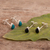 Chrysocolla and onyx stud earrings, 'Peruvian Treasures' (2 pairs) - Chrysocolla and Black Onyx Stud Earrings (Two Pairs)
