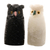 Onyx sculptures, 'Wise Owl Grandparents' (pair) - 5-Inch Black and White Onyx Owl Figurines (Pair) thumbail