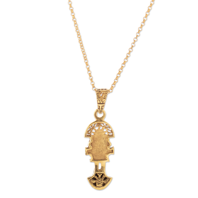 Gold plated pendant necklace, 'Andean Force' - 18K Gold Plated Necklace with Inca Tumi Pendant