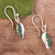 Chrysocolla dangle earrings, 'Come to Life' - Fine Silver and Chrysocolla Leaf Dangle Earrings with Hooks