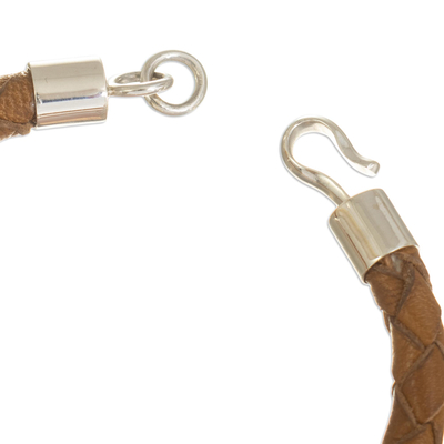 Geflochtenes Lederarmband - Böhmisches Armband aus geflochtenem Leder und Sterlingsilber