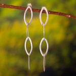 Sterling silver dangle earrings, 'Linked Fortunes' - Sterling Silver Dangle Earrings of Oval Links from Peru