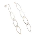 Sterling silver dangle earrings, 'Linked Fortunes' - Sterling Silver Dangle Earrings of Oval Links from Peru