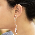 Sterling silver dangle earrings, 'Linked Fortunes' - Sterling Silver Dangle Earrings of Oval Links from Peru