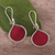 Ohrhänger aus Sterlingsilber - Ohrhänger aus Sterlingsilber und roten Blättern aus Peru