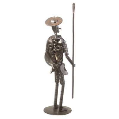 Recycled metal sculpture, 'Quixote of La Mancha' - Upcycled Metal Sculpture of Don Quixote from Peru