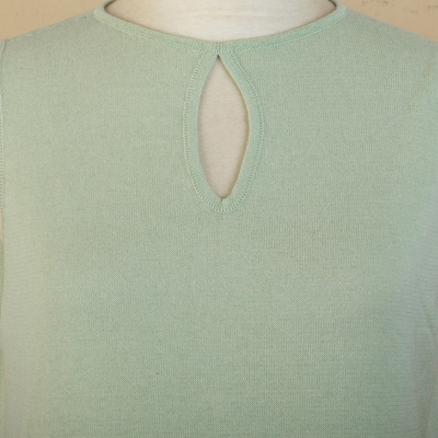 Cotton and baby alpaca blend tunic, 'Crystal Waters' - Long Cotton Blend Sleeveless Tunic