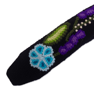 Embroidered wool headband, 'Floral Vista' - Hand Embroidered Wool Headband
