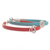 Sterling silver accented wristband bracelet, 'Dual Alignment' (Pair) - Red and Blue Wristband Bracelets with Sterling Silver (Pair)