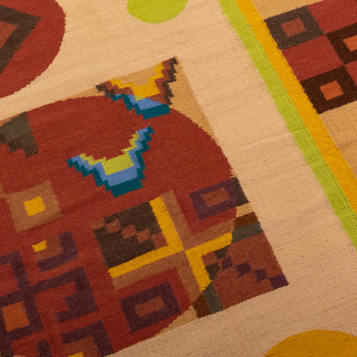 Wollteppich, (4x6) - Geometrischer Wollteppich aus Peru (4x6)