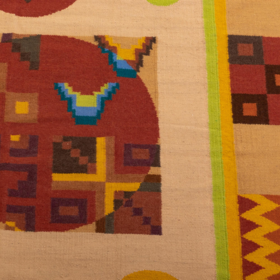 Alfombra de lana, (4x6) - Alfombra geométrica de lana de Perú (4x6)