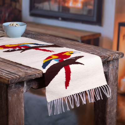 Wool table runner, Happy Macaws