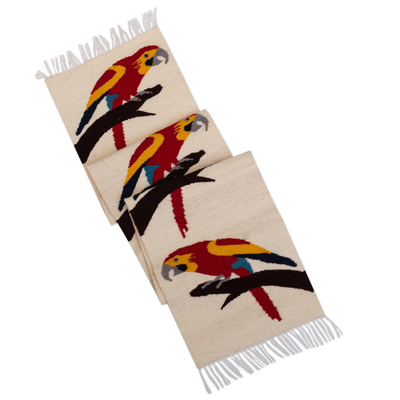 Handloomed Wool Table Runner with Bird Motif