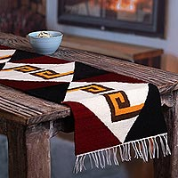 Wool table runner, 'Inca Geometry' - Artisan Crafted Wool Table Runner