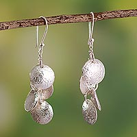 Sterling silver dangle earrings, 'Modern Cymbals' - Modern Sterling Silver Earrings from Peru