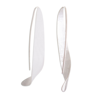Sterling silver drop earrings, 'Wild Wind' - Contemporary Sterling Silver Drop Earrings