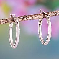 Sterling silver hoop earrings, 'Archetype'