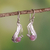 Opal dangle earrings, 'Swaying Leaf' - Handmade Sterling Earrings with Pink Opal