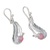 Opal dangle earrings, 'Swaying Leaf' - Handmade Sterling Earrings with Pink Opal