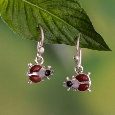 So Chic Jewels Childrens 925 Sterling Silver Ladybug Ear Studs Epoxy Color