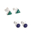 Aretes de piedras preciosas, (par) - Pendientes de botón de plata 950 y piedras preciosas (par)