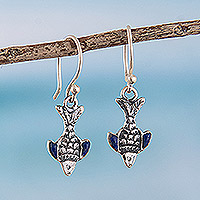 Lapis lazuli dangle earrings, 'Fin Fun' - Fish Shaped Dangle Earrings